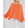 image:imagechouyatou Womens Fall Cropped Oversized Crewneck Casual Cable Knit Sweater TopsOrange