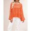 image:imagechouyatou Womens Fall Cropped Oversized Crewneck Casual Cable Knit Sweater TopsOrange
