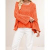 image:imagechouyatou Womens Fall Cropped Oversized Crewneck Casual Cable Knit Sweater TopsOrange