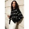 image:imagechouyatou Womens Floral Cardigan Sweater Button Down Collared Knit JacketBlack