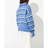 image:imagechouyatou Womens Floral Cardigan Sweater Button Down Collared Knit JacketBlue