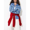 image:imagechouyatou Womens Floral Cardigan Sweater Button Down Collared Knit JacketBlue
