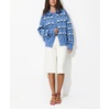 image:imagechouyatou Womens Floral Cardigan Sweater Button Down Collared Knit JacketBlue