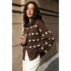 image:imagechouyatou Womens Floral Cardigan Sweater Button Down Collared Knit JacketCoffee