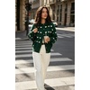 image:imagechouyatou Womens Floral Cardigan Sweater Button Down Collared Knit JacketDark Green