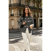 image:imagechouyatou Womens Floral Cardigan Sweater Button Down Collared Knit JacketGray