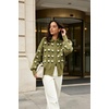 image:imagechouyatou Womens Floral Cardigan Sweater Button Down Collared Knit JacketGreen