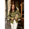 image:imagechouyatou Womens Floral Cardigan Sweater Button Down Collared Knit JacketGreen