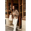 image:imagechouyatou Womens Floral Cardigan Sweater Button Down Collared Knit JacketKhaki