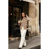 image:imagechouyatou Womens Floral Cardigan Sweater Button Down Collared Knit JacketKhaki