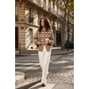 image:imagechouyatou Womens Floral Cardigan Sweater Button Down Collared Knit JacketKhaki