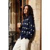 image:imagechouyatou Womens Floral Cardigan Sweater Button Down Collared Knit JacketNavy