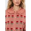 image:imagechouyatou Womens Floral Cardigan Sweater Button Down Collared Knit JacketOrange
