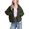 image:imagechouyatou Womens Button Down Striped Cardigan Sweater Polo Collar Open Front Knit Jacket 2024 Fall OutfitsBrown Green