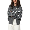 image:imagechouyatou Womens Floral Cardigan Sweater Button Down Collared Knit JacketGray