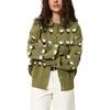 image:imagechouyatou Womens Floral Cardigan Sweater Button Down Collared Knit JacketGreen