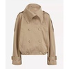 image:imagechouyatou Women Crop Double Breasted Trench Coat Lightweight Casual JacketKhaki