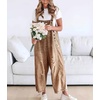 image:imagechouyatou Women Loose Adjustable Strap Denim Bib Overall Jeans Distressed Wide Leg Baggy Overalls JumpsuitBrown