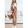 image:imagechouyatou Women Loose Adjustable Strap Denim Bib Overall Jeans Distressed Wide Leg Baggy Overalls JumpsuitBrown