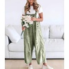 image:imagechouyatou Women Loose Adjustable Strap Denim Bib Overall Jeans Distressed Wide Leg Baggy Overalls JumpsuitGreen