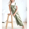 image:imagechouyatou Women Loose Adjustable Strap Denim Bib Overall Jeans Distressed Wide Leg Baggy Overalls JumpsuitGreen
