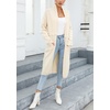 image:imagechouyatou Womens Fall Elegant Open Front Cardigan Sweater Fringed Rib Knit Long Cardigan CoatApricot