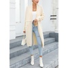 image:imagechouyatou Womens Fall Elegant Open Front Cardigan Sweater Fringed Rib Knit Long Cardigan CoatApricot