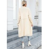 image:imagechouyatou Womens Fall Elegant Open Front Cardigan Sweater Fringed Rib Knit Long Cardigan CoatApricot