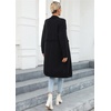 image:imagechouyatou Womens Fall Elegant Open Front Cardigan Sweater Fringed Rib Knit Long Cardigan CoatBlack