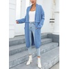 image:imagechouyatou Womens Fall Elegant Open Front Cardigan Sweater Fringed Rib Knit Long Cardigan CoatBlue