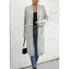 image:imagechouyatou Womens Fall Elegant Open Front Cardigan Sweater Fringed Rib Knit Long Cardigan CoatGrey
