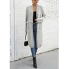 image:imagechouyatou Womens Fall Elegant Open Front Cardigan Sweater Fringed Rib Knit Long Cardigan CoatGrey