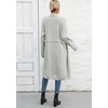 image:imagechouyatou Womens Fall Elegant Open Front Cardigan Sweater Fringed Rib Knit Long Cardigan CoatGrey