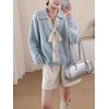 image:imagechouyatou Womens Fall Graphic Chunky Knit Pullover Sweater Cute Y2K Curled Crewneck Oversized Sweater TopBlue