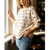 image:imagechouyatou Womens Floral Pattern Pullover Sweater Jumper Crewneck Knit TopsApricot