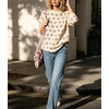 image:imagechouyatou Womens Floral Pattern Pullover Sweater Jumper Crewneck Knit TopsApricot