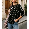 image:imagechouyatou Womens Floral Pattern Pullover Sweater Jumper Crewneck Knit TopsBlack