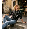 image:imagechouyatou Womens Floral Pattern Pullover Sweater Jumper Crewneck Knit TopsBlack