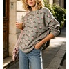 image:imagechouyatou Womens Floral Pattern Pullover Sweater Jumper Crewneck Knit TopsGray