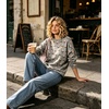image:imagechouyatou Womens Floral Pattern Pullover Sweater Jumper Crewneck Knit TopsGray