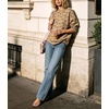 image:imagechouyatou Womens Floral Pattern Pullover Sweater Jumper Crewneck Knit TopsKhaki