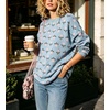 image:imagechouyatou Womens Floral Pattern Pullover Sweater Jumper Crewneck Knit TopsLight Blue