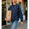 image:imagechouyatou Womens Floral Pattern Pullover Sweater Jumper Crewneck Knit TopsNavy