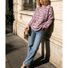image:imagechouyatou Womens Floral Pattern Pullover Sweater Jumper Crewneck Knit TopsPurple