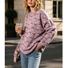image:imagechouyatou Womens Floral Pattern Pullover Sweater Jumper Crewneck Knit TopsPurple