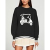 image:imagechouyatou Womens Graphic Floral Pullover Sweater Preppy Golf Knitted TopsBlack