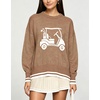 image:imagechouyatou Womens Graphic Floral Pullover Sweater Preppy Golf Knitted TopsBrown