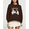 image:imagechouyatou Womens Graphic Floral Pullover Sweater Preppy Golf Knitted TopsCoffee