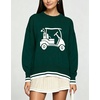 image:imagechouyatou Womens Graphic Floral Pullover Sweater Preppy Golf Knitted TopsDark Green