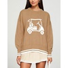 image:imagechouyatou Womens Graphic Floral Pullover Sweater Preppy Golf Knitted TopsKhaki